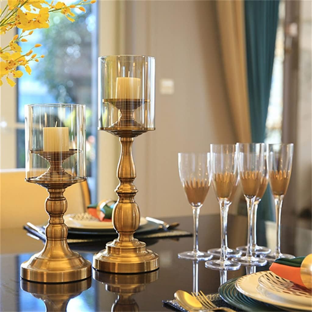 European Retro Candle Table Set up Metal Glass Cover Nordic Romantic Candlelight Dinner Props Home