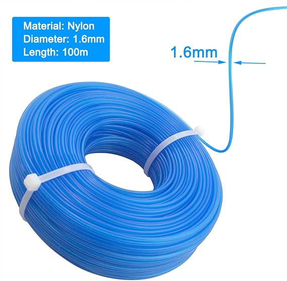 Grass Trimmer Line 328ft .065'' Weed Trimmer Spool Replacement, Nylon Material for String Trimmers, 1.6mm Diameter, Blue