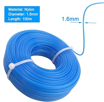 Grass Trimmer Line 328ft .065'' Weed Trimmer Spool Replacement, Nylon Material for String Trimmers, 1.6mm Diameter, Blue