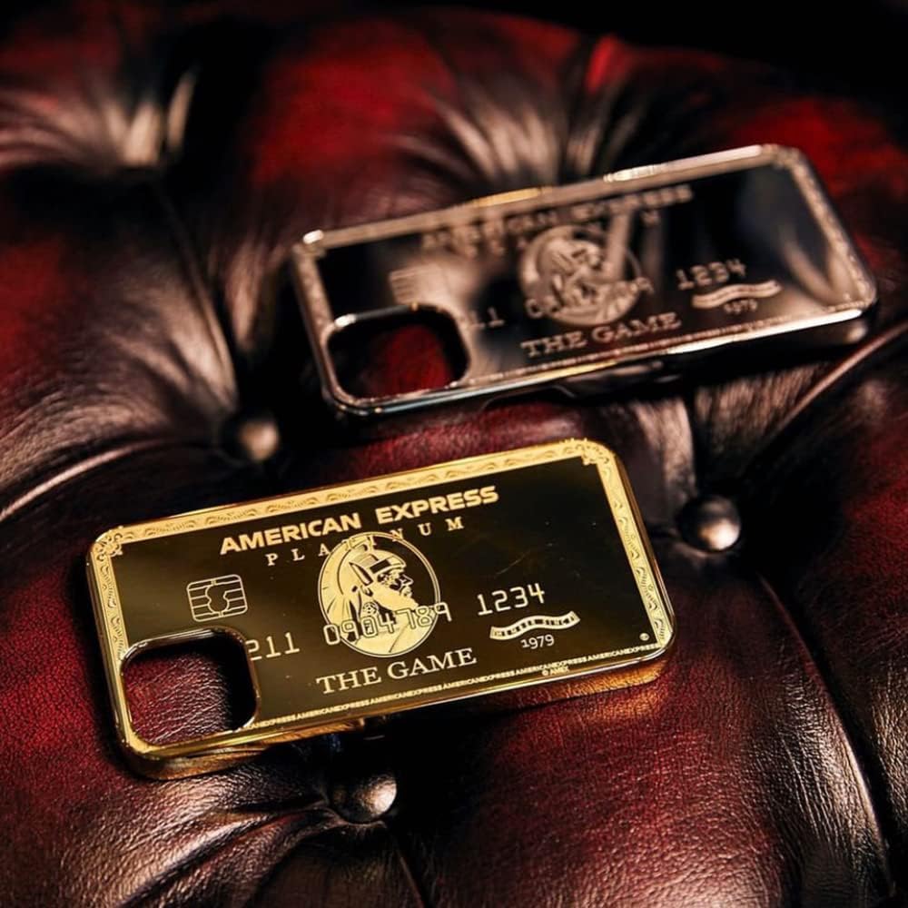 24K Gold Plated Designed for iPhone Case - Anti-Scratch Shockproof Protective Phone Cases - Sleek Premium Touch - Stylish and Luxury - iPhone (Amex, 14 Pro)