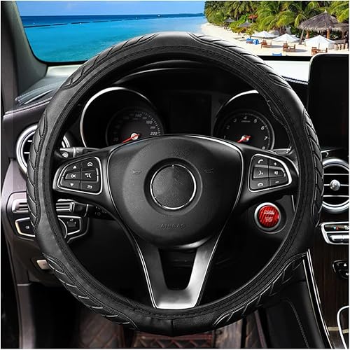Funda elástica de cuero para volante, universal de 15 pulgadas, antideslizante y transpirable, accesorios para interiores de automóvil, duradero,