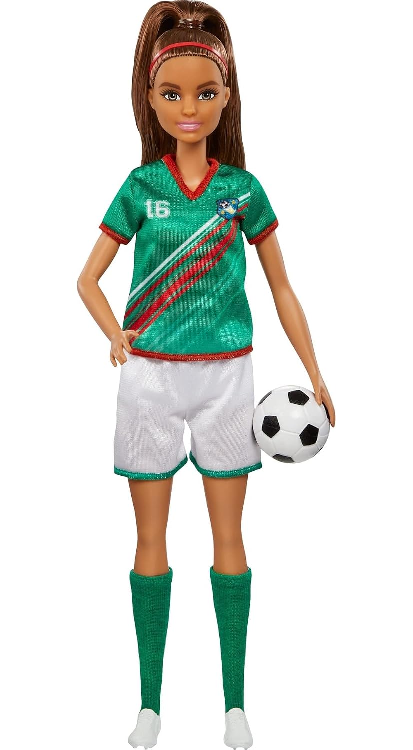 Barbie® Soccer Doll, Brunette Ponytail, Colorful #16 Uniform, Soccer Ball, Cleats, Tall Socks, Great Sports-Inspired Gift ... - Review, Price and Buying Guide
