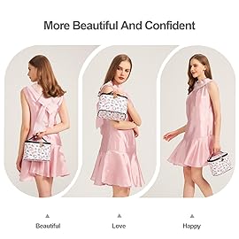 AmBealla Cosmetic Bag Large Makeup Bags Pink Travel Case with Makeup Brush Holder,Cosmetic Organizer for Women, Toiletry Bag for Skincare & Beauty Tools Sweet Cute for Girls