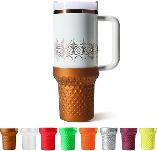 Uvafly Bota metálica con purpurina para Stanley, funda protectora de silicona alta, accesorios para vaso Stanley Quencher H2.0 FlowState de 40 onzas