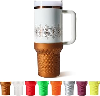 Metallic Glitter Boot for Stanley, Tall Silicone Protector Sleeve Accessories for Stanley Quencher H2.0 FlowState Tumbler 20oz/30oz/Stanley Adventure Quencher Tumbler 24oz (Bronze)