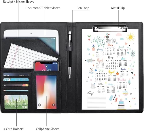 Vista 91 de WAVEYU Funda tipo cartera para mujer, bonita carpeta de cubierta de padfolio, organizador de documentos legales para Girasol