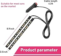 Vista 2 de Tira de luz LED para coche, 24 LEDs RGB neón para interior, luz ambiental nocturna de 12V debajo del salpicadero, lámpara decorativa