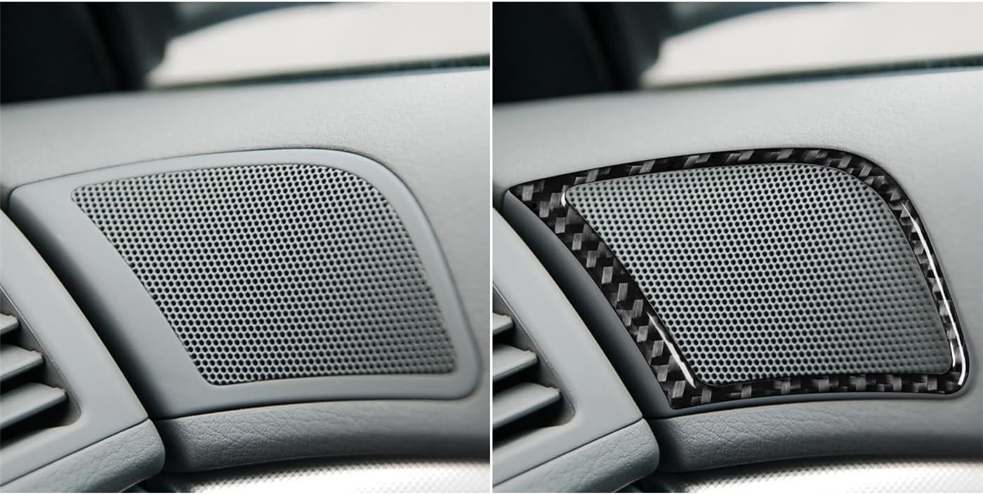A4 S4 B7 2005-2008 Compatible with Car Interior Self Adhesive Dashboard Decal Carbon Fiber Black Sticker A36 (Door Audio Ring Trim)