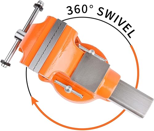 Miniatura 4 de Forward Tornillo de banco de hierro dúctil de 4 pulgadas con canal de acero y base giratoria de 360 grados HY-30404-4 pulgadas (4 pulgadas) y