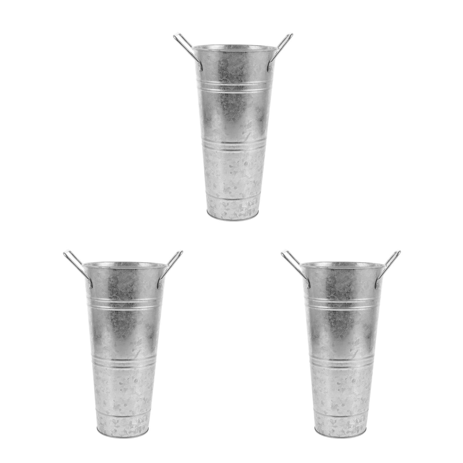 Vases en métal galvanisé de style ferme français robustes de 25 cm