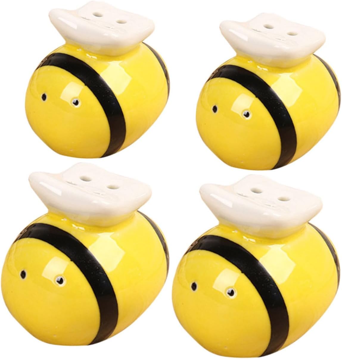 Bee Shaker Set 4pcs Ceramic Seasoning Container for Salt Pepper