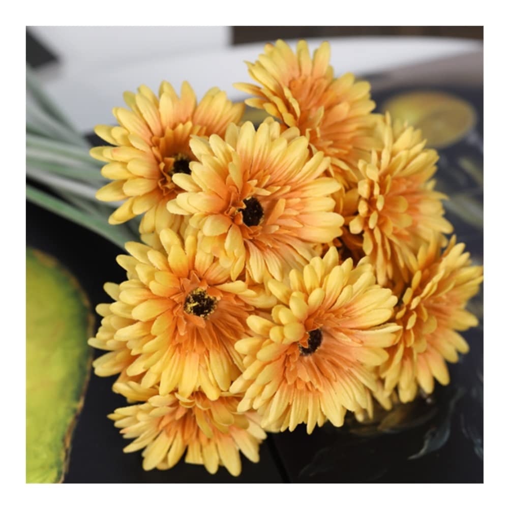 XDLEDMKIZ Lifelike Artificial Flowers, 15pcs Real Touch Simulation Gerbera Bouquet, Fake Flowers Arrangement for Wedding Home
