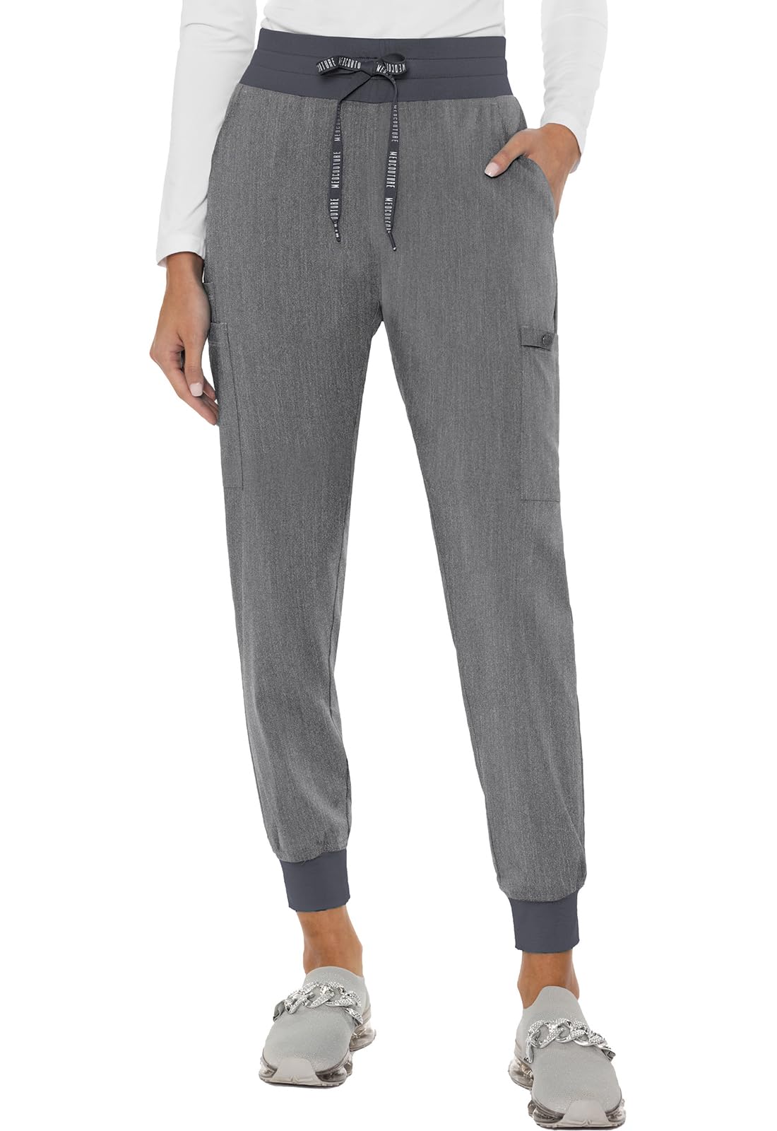 Med Couture Womens Cargo Scrub Jogger Pants 6 Pockets Ultra Soft Stretch Easy Care Soft Medical Uniform Bottoms
