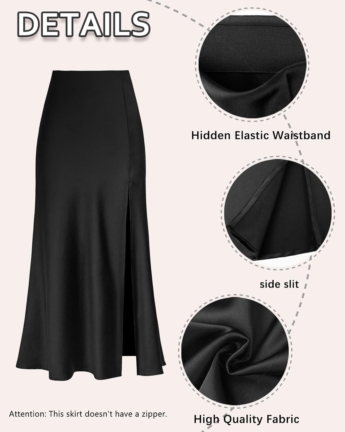 Women's Satin Maxi Skirt Silk High Waisted Side Slit Hidden Elastic Waistband Leopard Print Casual Long Skirts for Women - Image 4