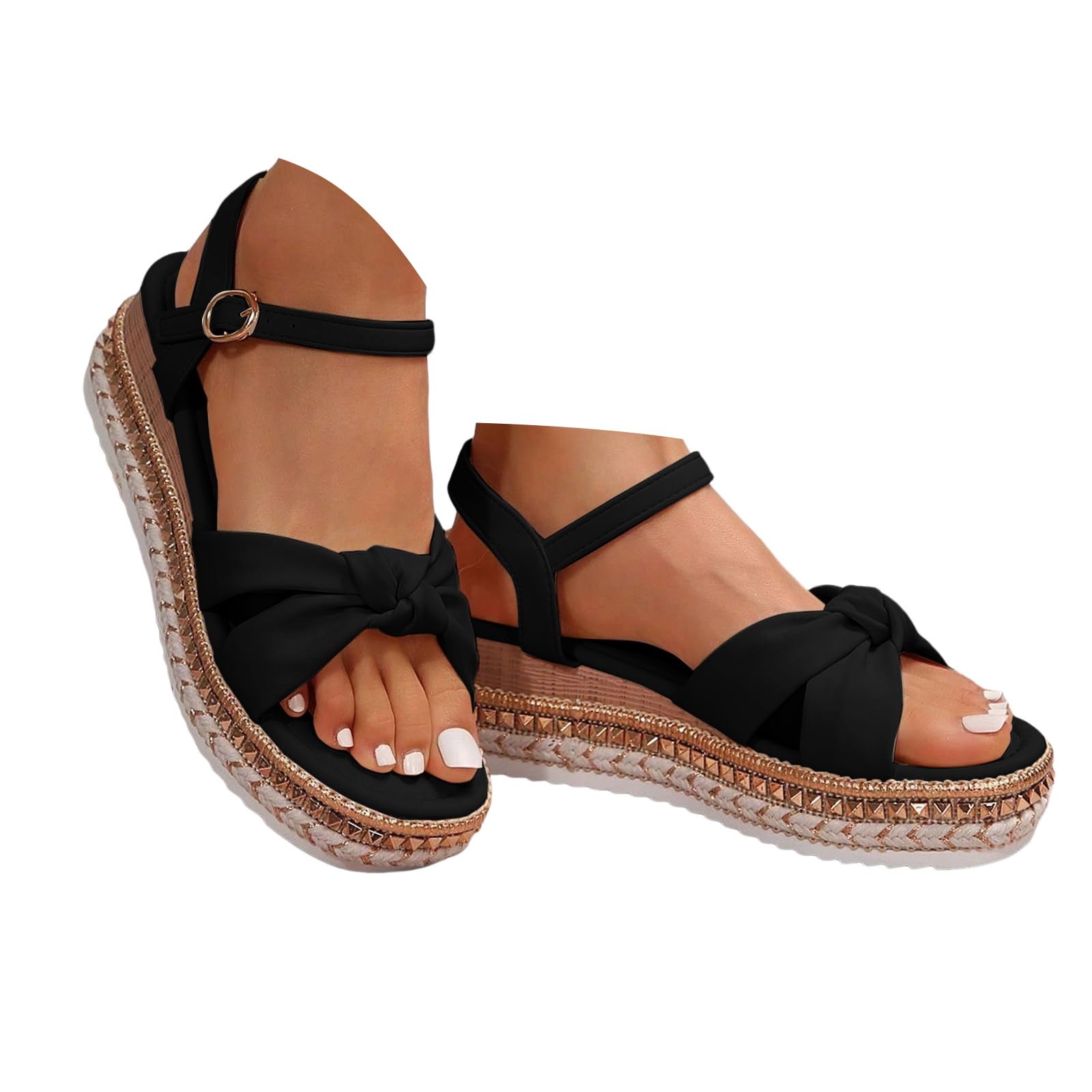 Genérico Sandalias Cós De Verano Para Mujer Sandaliasde Verano Para Mujer, Sandalias De Cuña Ajustables Con Soporte El Del Pie Cuña Estilo Casual Elegante Con Pedrería