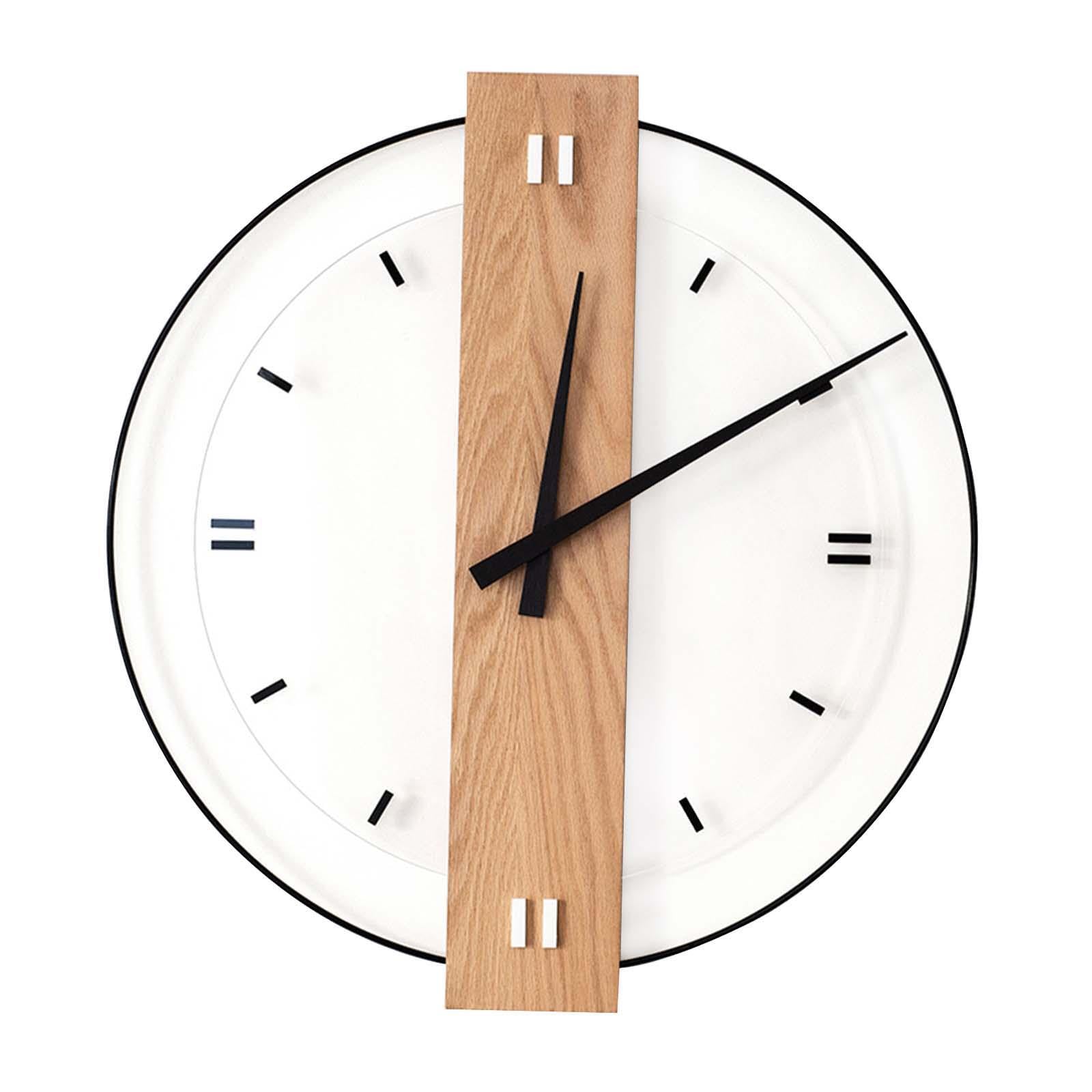 TWISAXC Stylish Modern Wall Clock Wooden Sweep Movement Decor Living Room Bedroom Office Gift Decorative Wall Clock With Quiet