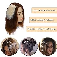 Vista 4 de Pieza de cabello humano Remy con clip, horquilla invisible para mujeres con cabello delgado, parche calvo de 6 pulgadas, cojín de cabello lacio real