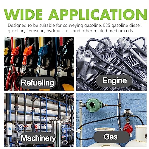 Image of Jeemiter 3 /8 inch ID Fuel Hose 25FT Complete Kit - Includes 10 Clamps for Small Engine, Automotive, Marine Use - SAE 30R7 Rated for Gas, Oil, Diesel