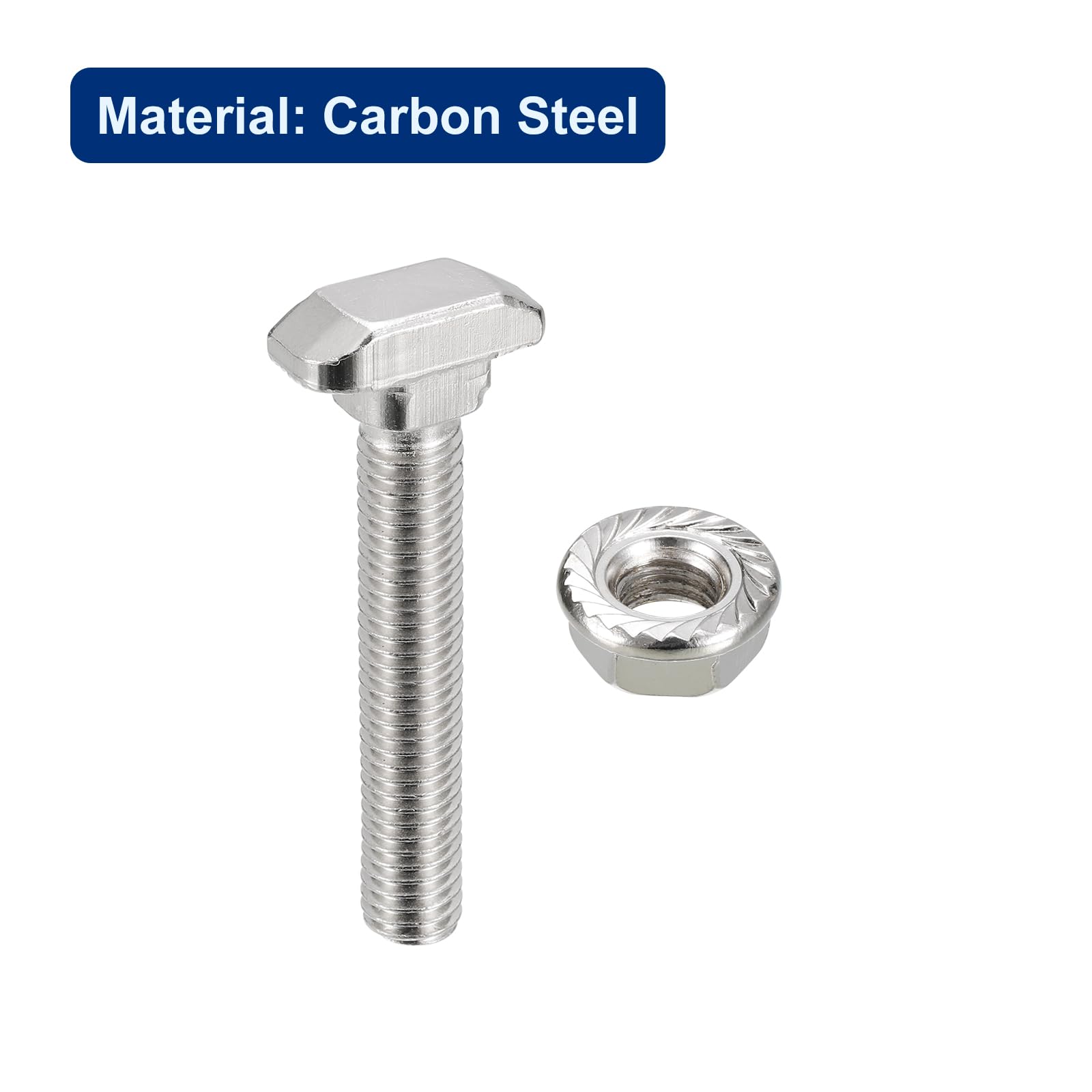 QUARKZMAN M8*50 Conjunto de Tornillos de Cabeza de Martillo, 40pcs Perno de Caída en Ranura en T Deslizantes T-Nut con 40pcs Tuercas Hexagonales de Brida para Serie 40 Aluminio Perfil