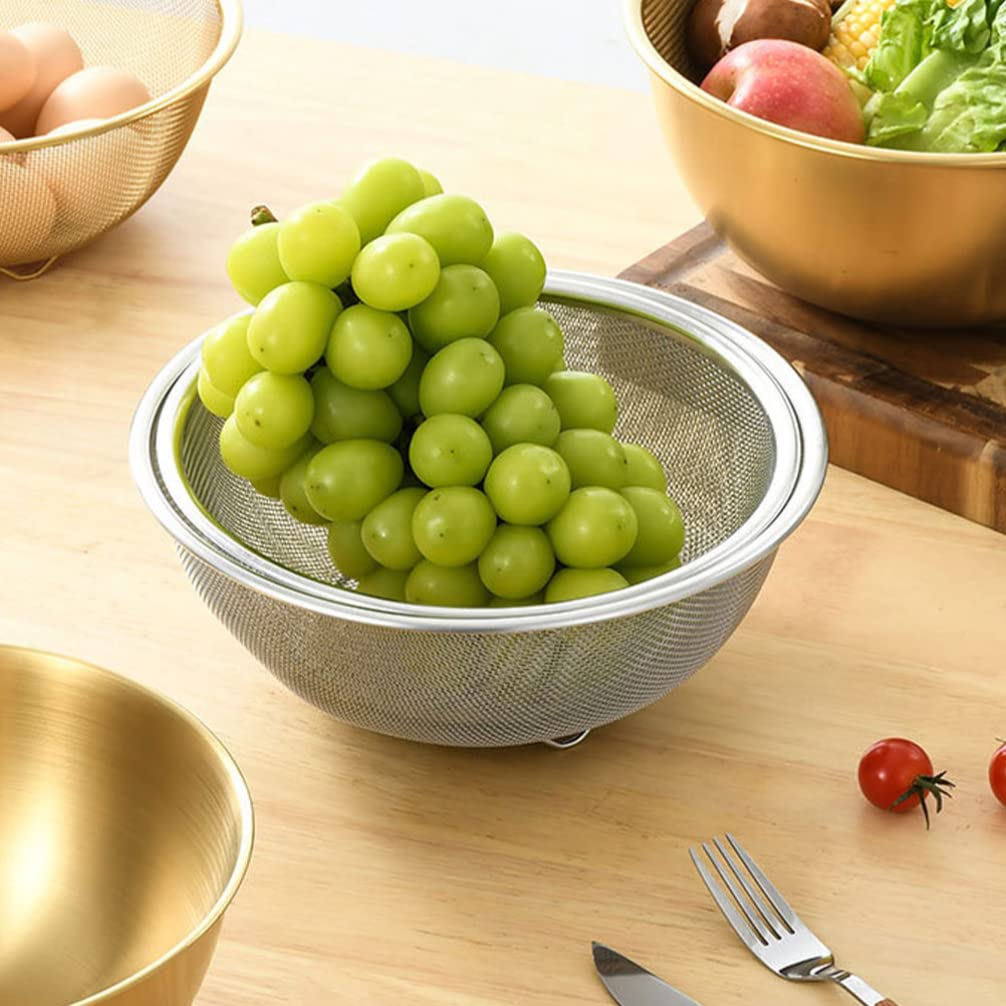 Healeved Colador De Acero Inoxidable Cuenco De Limpieza Ideal Para Arroz Frutas y Verduras