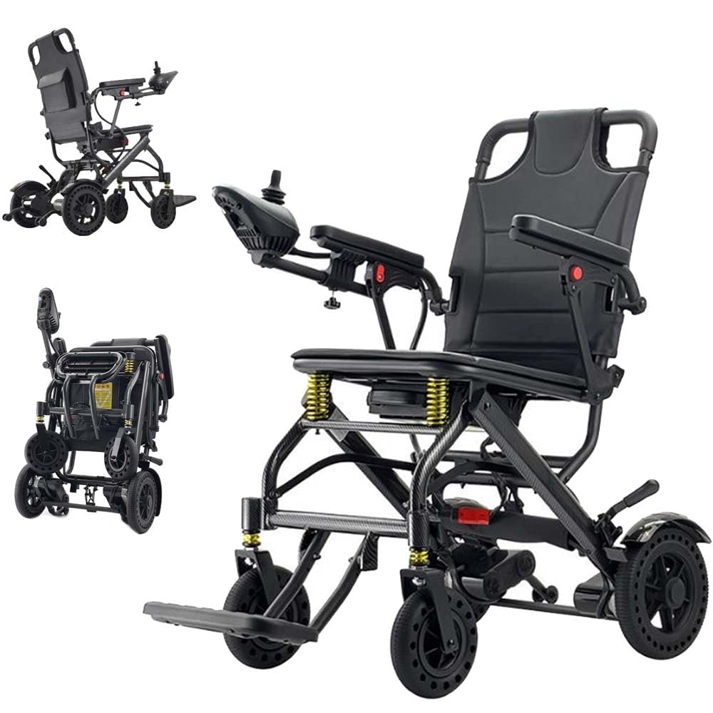 Sedia a rotelle elettrica da 38 libbre per adulti, motori brushless da 360 W, sedia a rotelle elettrica pieghevole leggera con doppia batteria (10 AH + 10 AH), sedia da viaggio portatile