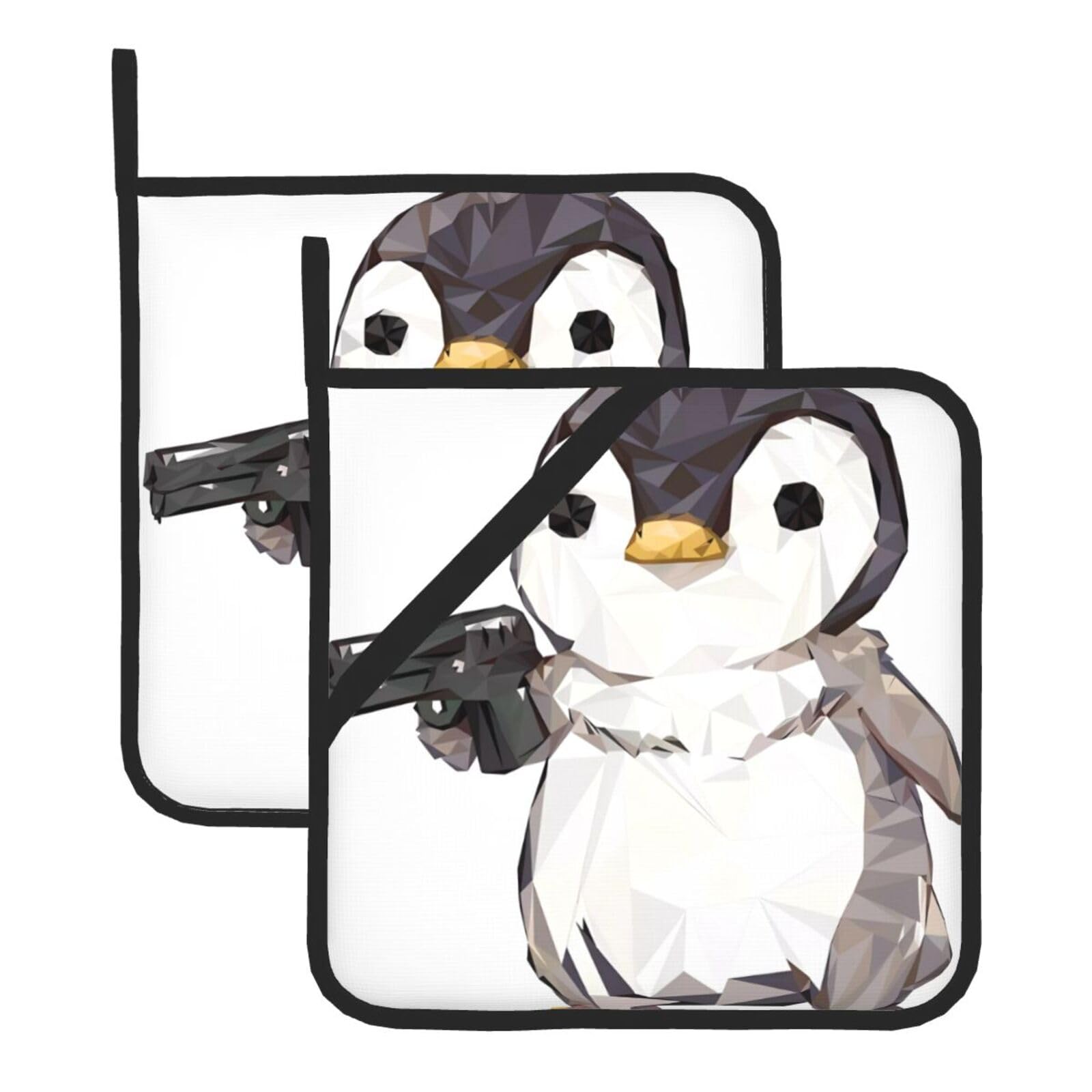 WHJSHOP Cartoon penguin Prints Square Hot Pads for Kitchen Counter - Thick Heat Resistant Trivets for Microwave & Oven, BBQ Grilling Cover (2 Pack)