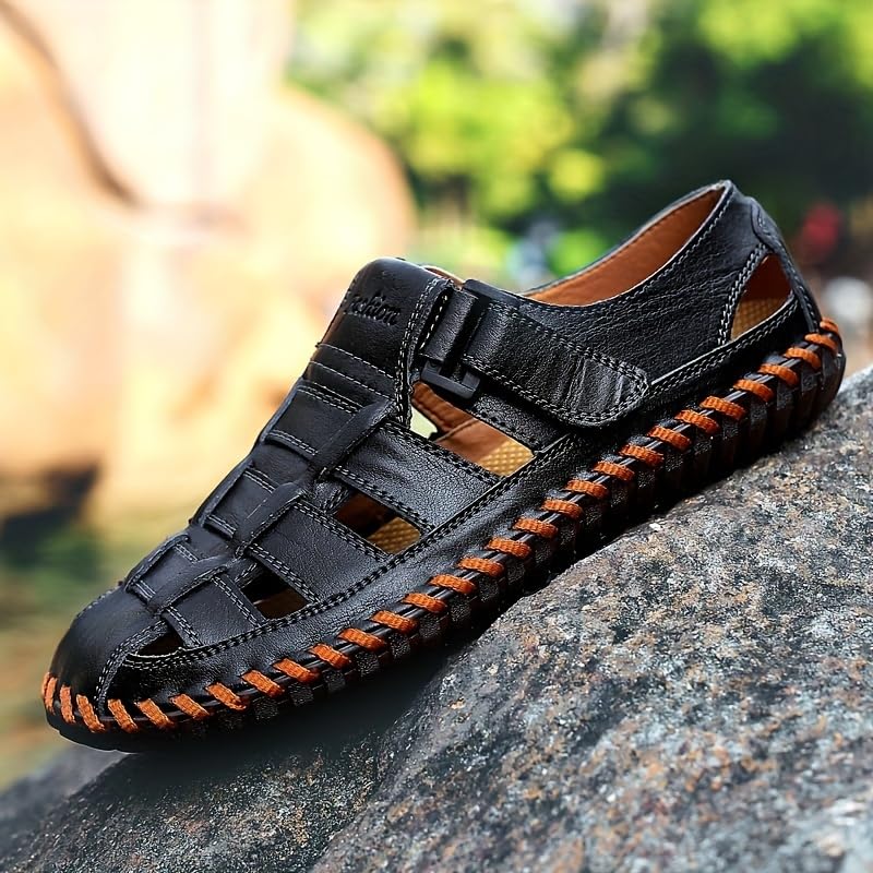 Men's Plus Size Vintage Adjustable Sandals - Breathable, Comfortable with Hook-and-loop Fastener Closure for Casual & Outdoor Wear, Strappy Sandals4