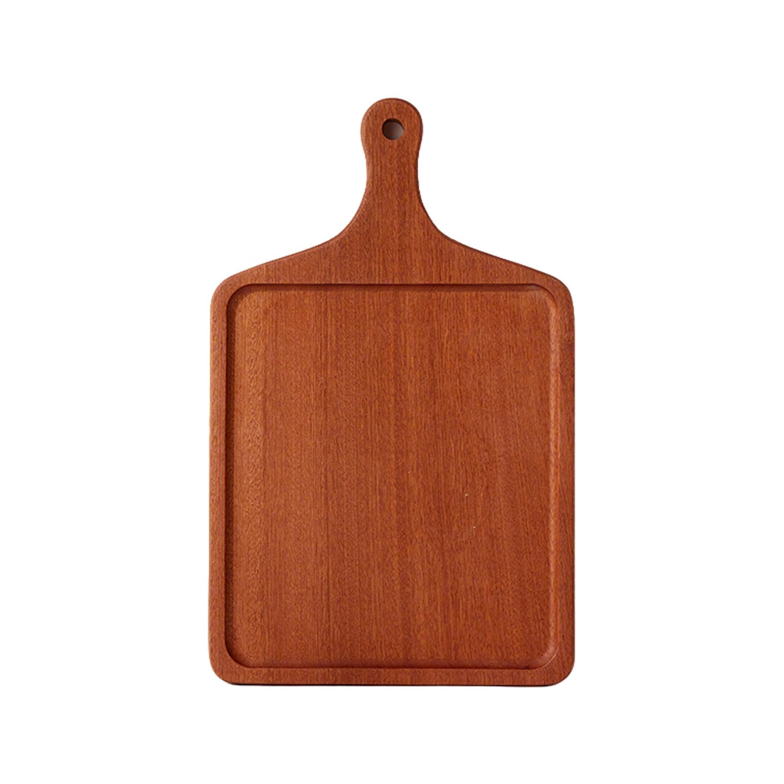MRKU Bandeja de Madera con asa para Servir, Ideal para Pizza, filetes, postres y Aperitivos. Diseño con Borde Elevado para cenas, Fiestas y desayunos.