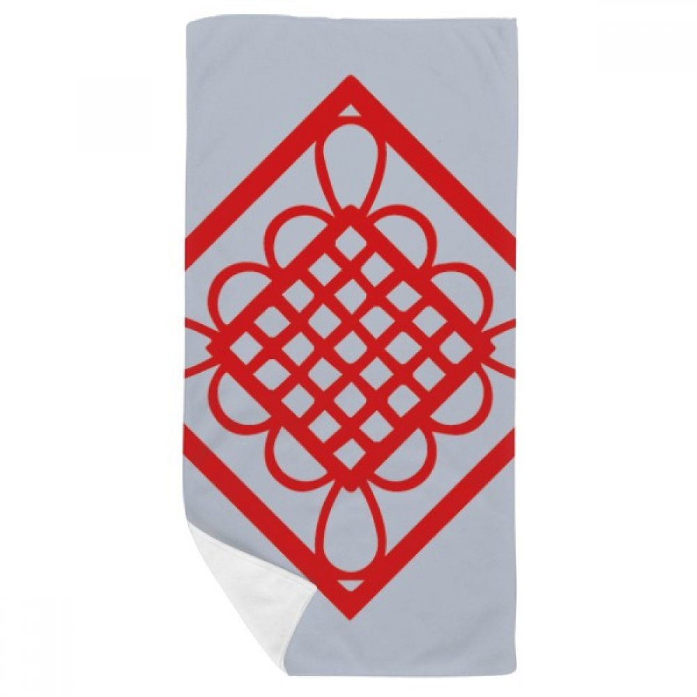 Serviette de bain motif noeud chinois rouge pour rituel bien-être et sport 35x70