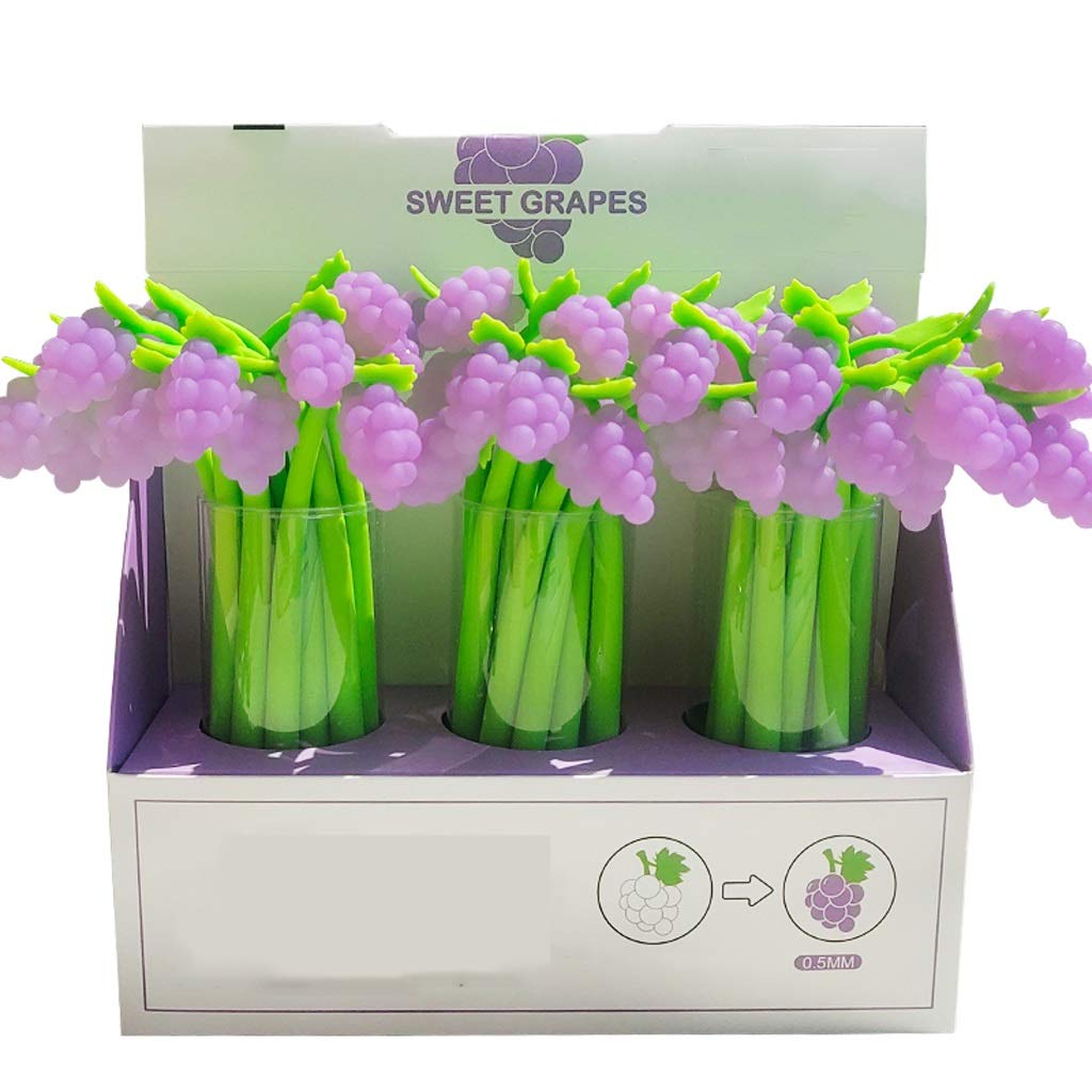 Rollerball pens Creative Grape Color Soft Silicone Neutral Pen Signature Student Stationery Prize Gift 48 Pack Liquid Ink Rollerball Pens