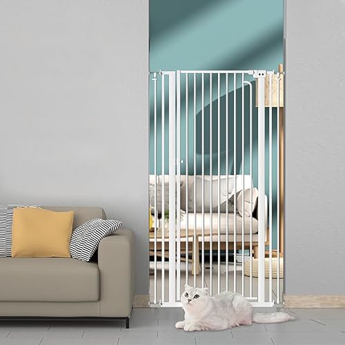 Miniatura 8 de Puerta para gatos extra alta de 57 pulgadas para puerta, 29.5-33.8 pulgadas de ancho, puerta de bebé extra alta para perros, puerta ancha de