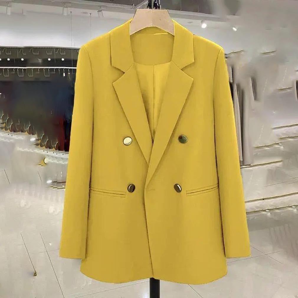Women Blazer Loose Double Breasted Elegant Temperament Office Jacket