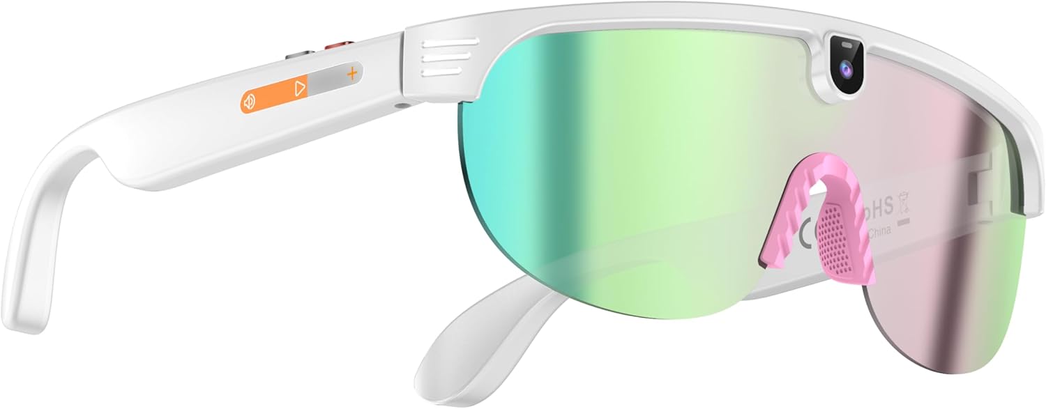 AI-Powered Smart Sports Sunglasses with 8MP Camera, Photochromic Lenses, Open-Ear Audio, Real-Time Translation, Windproof Mic for Cycling, Running, Fishing, (Gradient Pink)