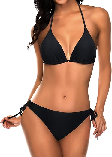 Tempt Me Women Triangle Bikini Sets Halter Two Piece Sexy Swimsuit String Tie Side Bathing Suit