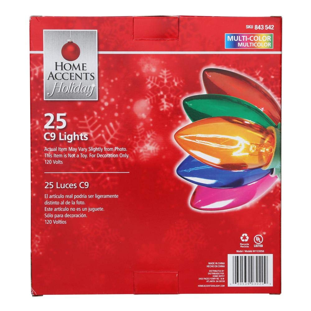 Home Accents Holiday25 Multi-Colored Incandescent C9 Lights
