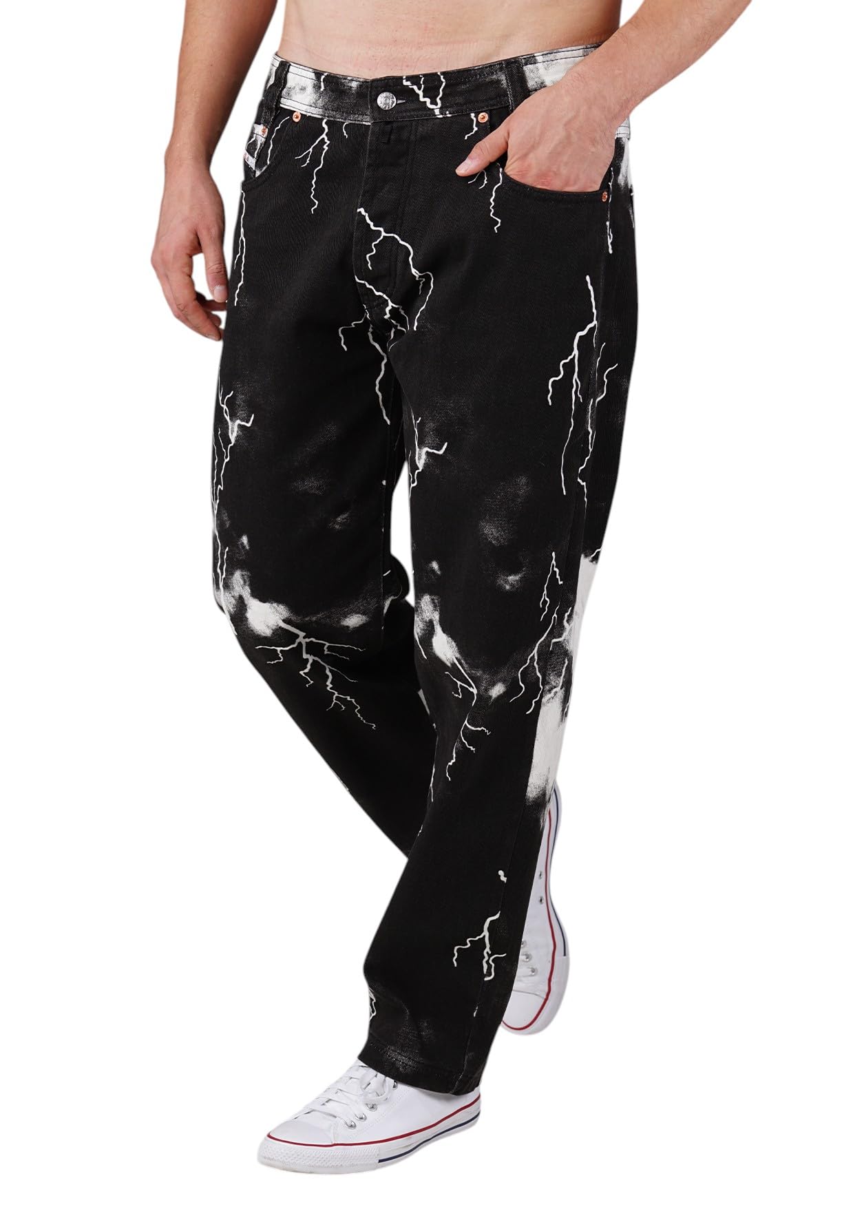 Picaldi Zicco 472 Flash Herren-Jeans – mit Blitzmuster, komfortabler Baumwoll-Denim, Moderne Waschung, robuste 5-Pocket-Jeans für Alltag und Freizeit