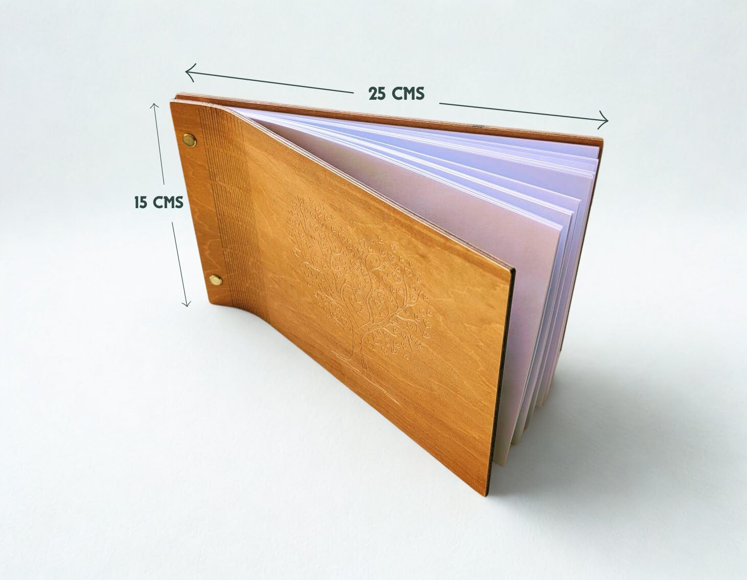 MALONA Libro de Oro de Madera para Boda, Bautismo o Cumpleaños - Libro de visitante / Guest book - Cuaderno de mensajes y recuerdos para todas las ocasiones - Estilo rural con grabado Árbol de la Vida