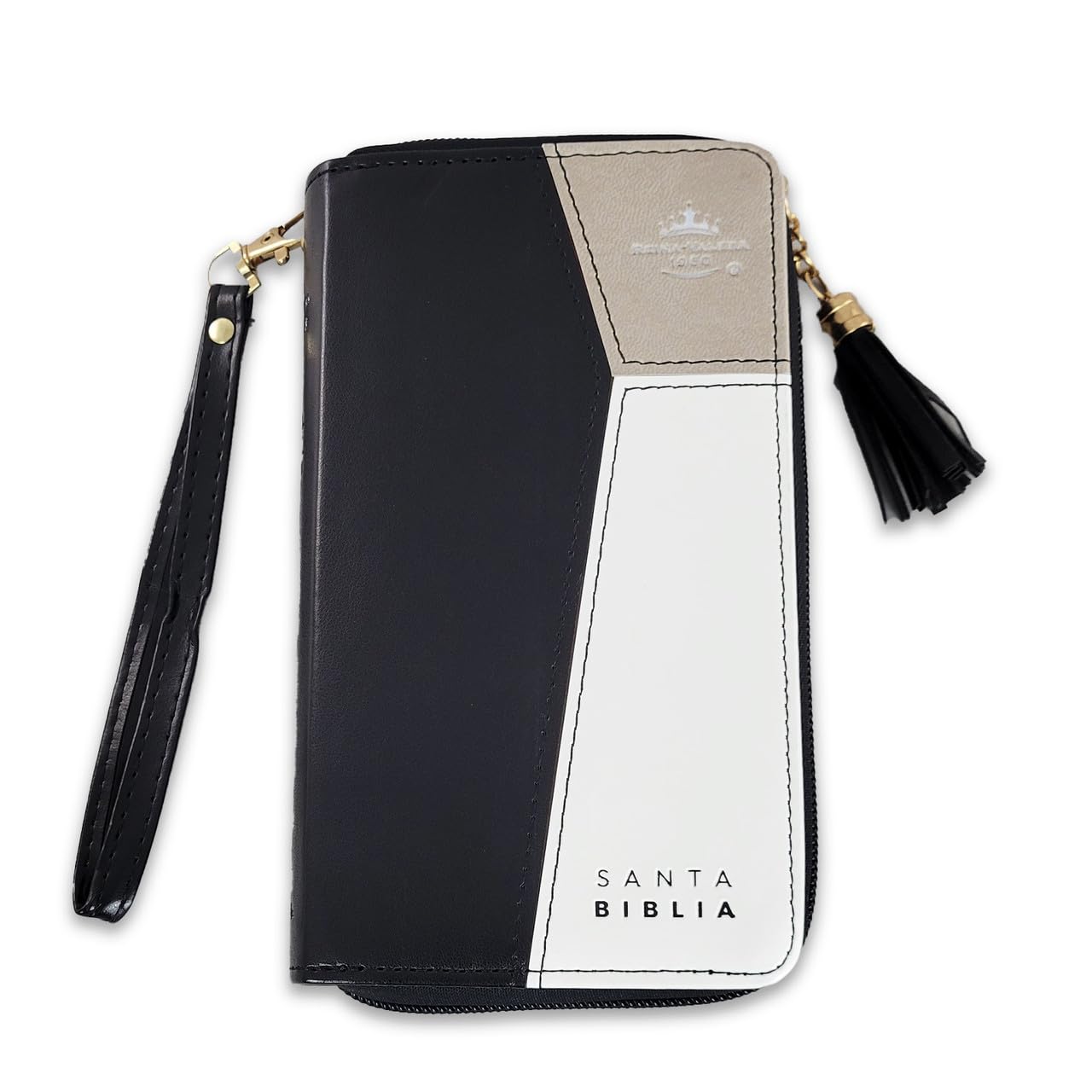 Biblia Chequera para Mujeres RV1960 con indice negro/blanco pequeña con lazo y agarradera de mano      Imitation Leather – October 1, 2024