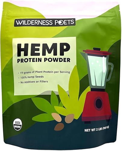 Miniatura 9 de Wilderness Poets, Polvo de proteína de cáñamo orgánico prensado en frío, 0.67 oz de proteína por porción (64 onzas - 4 libras)