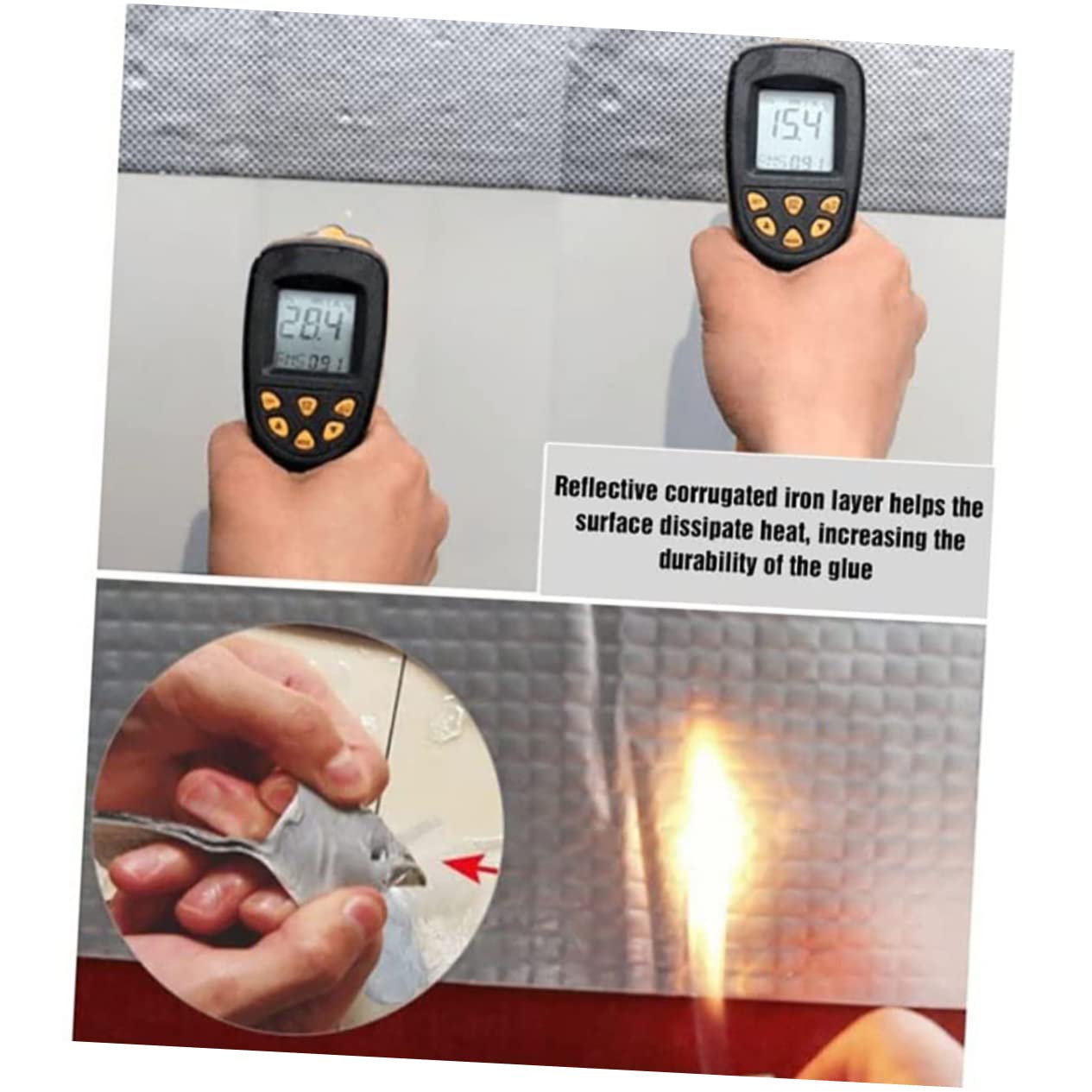 KOMBIUDA Cinta de Sellado de Butilo y Aluminio 5 Cm X 5 M, Resistente a Rayos UV para Reparación de Goteras en Techos, Ventanas y Tuberías, Kit de Cinta Adhesiva Multiusos para Exteriores