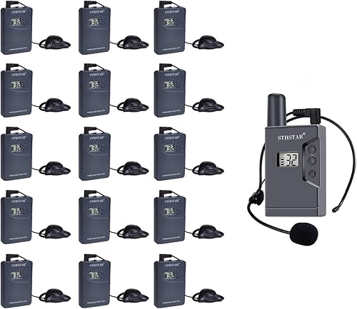 Guía turística inalámbrica Sistema de transmisión de audio de voz para iglesia, escuela, entrenamiento, fábrica, frecuencia UHF de 32 canales, caja