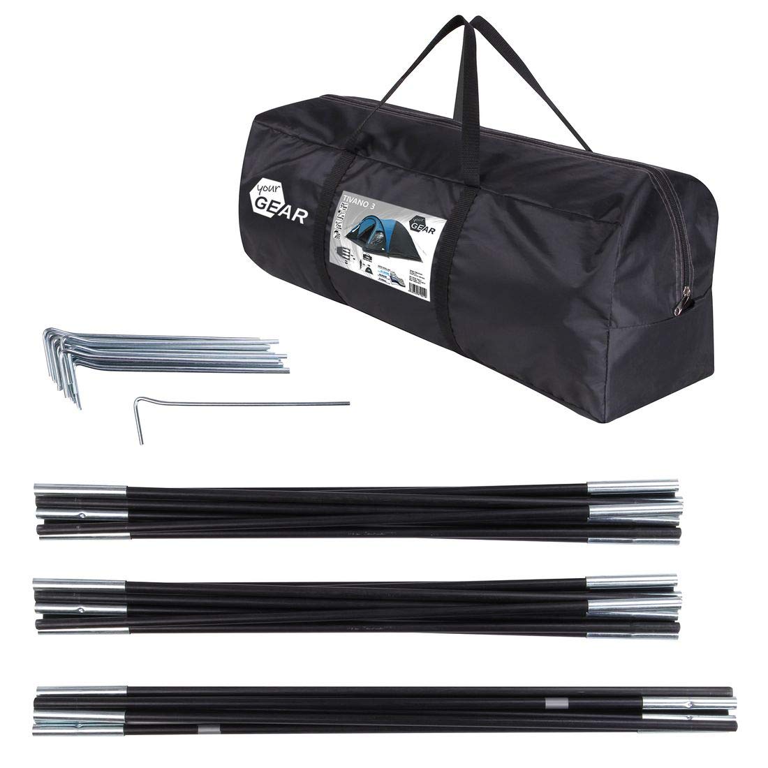 your GEAR Tivano – Tienda de campaña para 3 o 5 personas, tienda de campaña con salón y ventanas, protección solar UV 50+, cabina oscura, color azul y gris, versión de 5 personas con altura de pie y