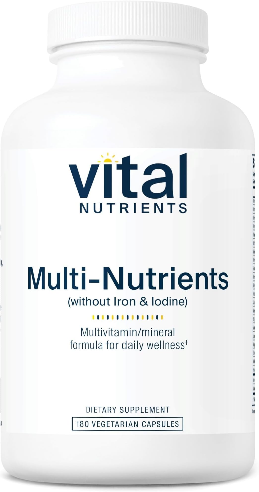 Multi-Nutrients (No Iron or Iodine) - Comprehensive Vegetarian Daily Multivitamin and Mineral Formula with Potent Antioxidants* - Gluten, Dairy, Soy Free - Non-GMO - 180 Capsules