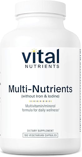 Vital Nutrients Multi-nutrientes (sin hierro ni yodo) - Fórmula multivitamínica diaria y mineral vegetariana integral con potentes antioxidantes* -
