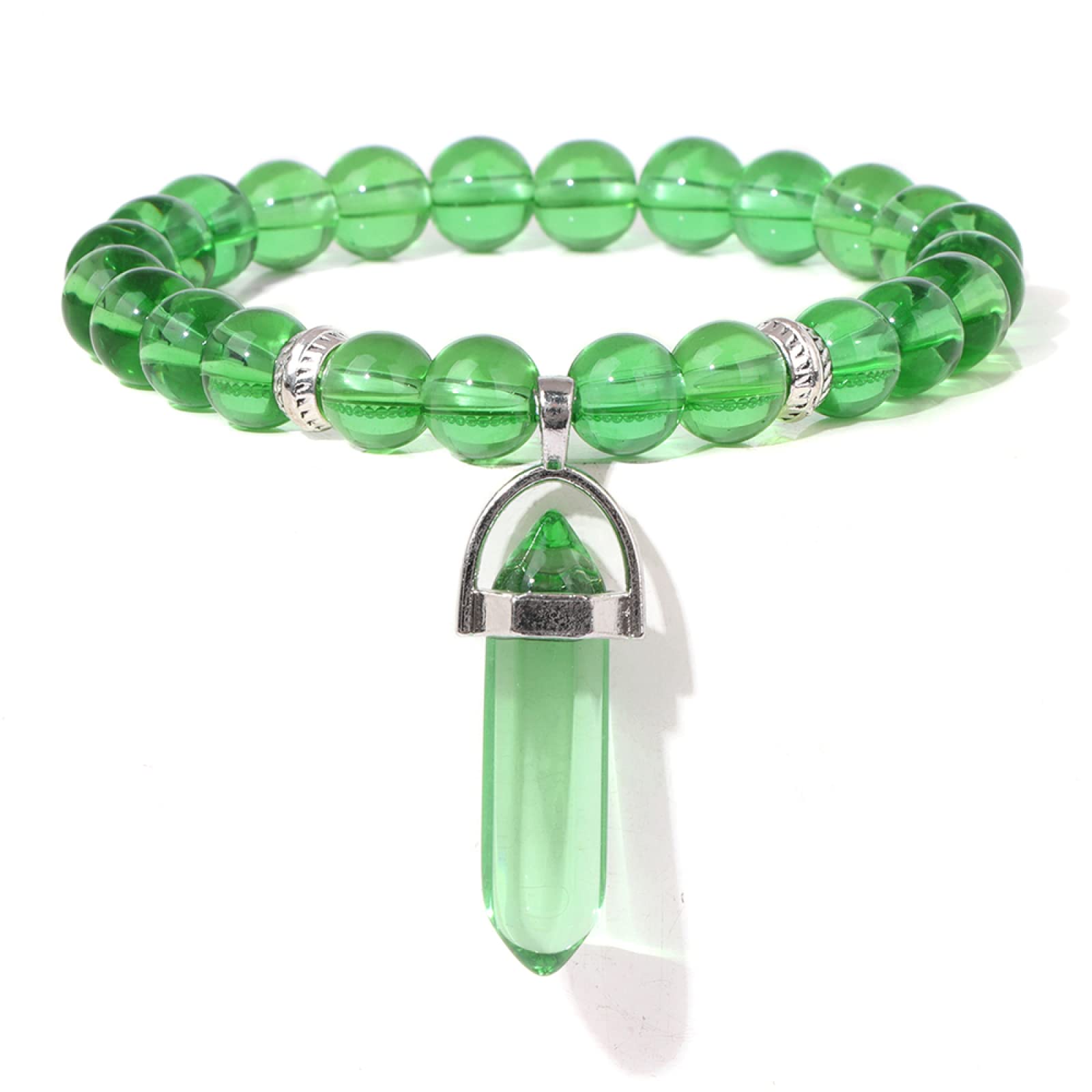 Pulsera De Mano Con Cuentas Verdes Esmeralda Y Anillo De Dedo, Para Mujer - Rumtock