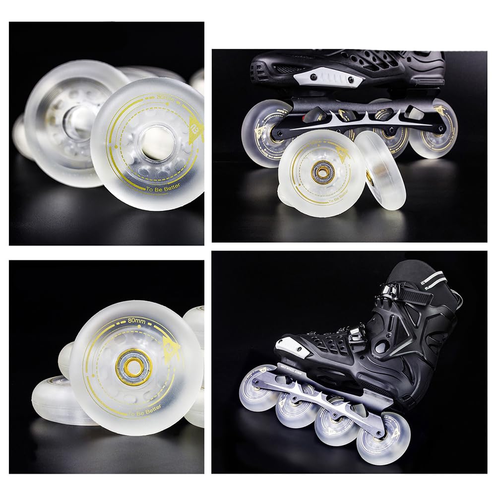 4er-Pack Inline-Skate-Rollen 90a, Outdoor-Rollen, Inline-ersatzrollen Mit Abec-9-kugellagern Und Distanzscheiben 80mm