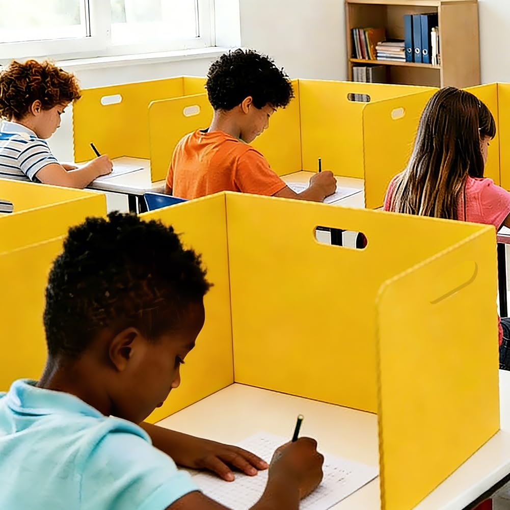 Lot de 24 cloisons de séparation pliables pour bureau avec 72 étiquettes nominatives, portables, multicolores, pare-vue, cloisons étanches, pour l'école, le bureau, la bibliothèque, 42 x 36