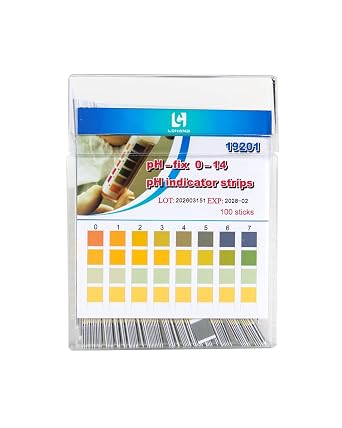 LOHAND pH Test Strips, 100 Strips, Fast & Convenient, 0-14 Universal pH Paper for Drinking Water/Liquid Testing/Urine/Pool/Soil Liquid/Brewing/Laboratory/Saliva/Urine