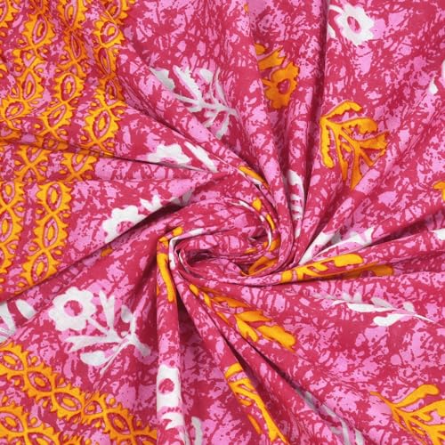 Image of RajasthaniKart 144 TC Pure 100% Cotton Double Bed Sheet with 2 Pillow Covers (Bedsheet for Double Bed Cotton, Pink Small Booty Jaipuri, King Size,5299)