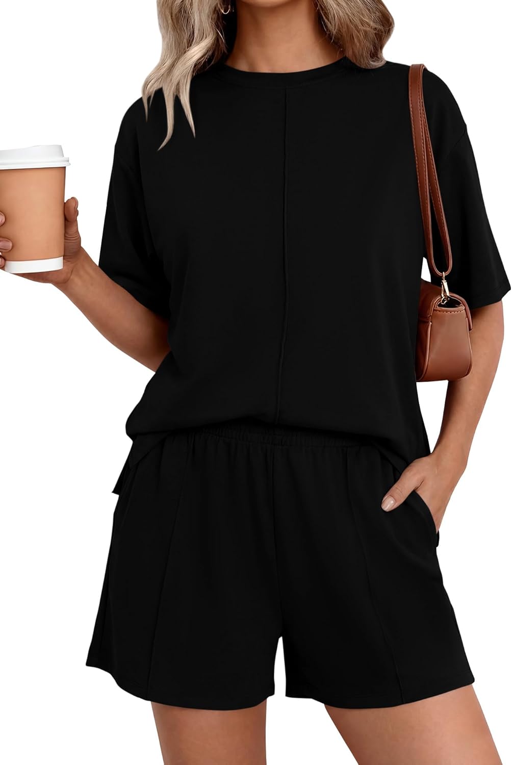 BTFBM Casual 2 Piece Sets For Women Summer 2026 Short Sleeve Tops Shorts Spring Lounge Matching Workout Airport Outfits